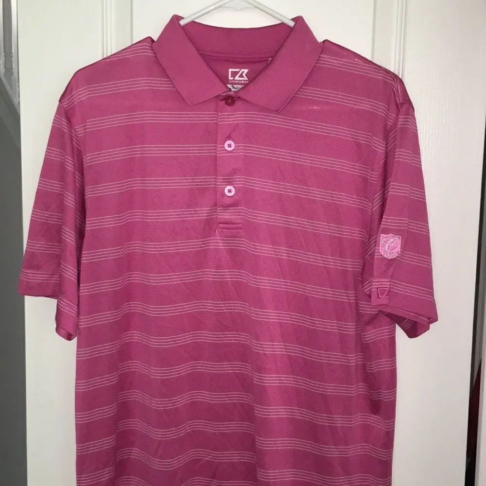 Pink & White 1946 Cedarbrook Country Club Elkin North Carolina golf shirt L slim